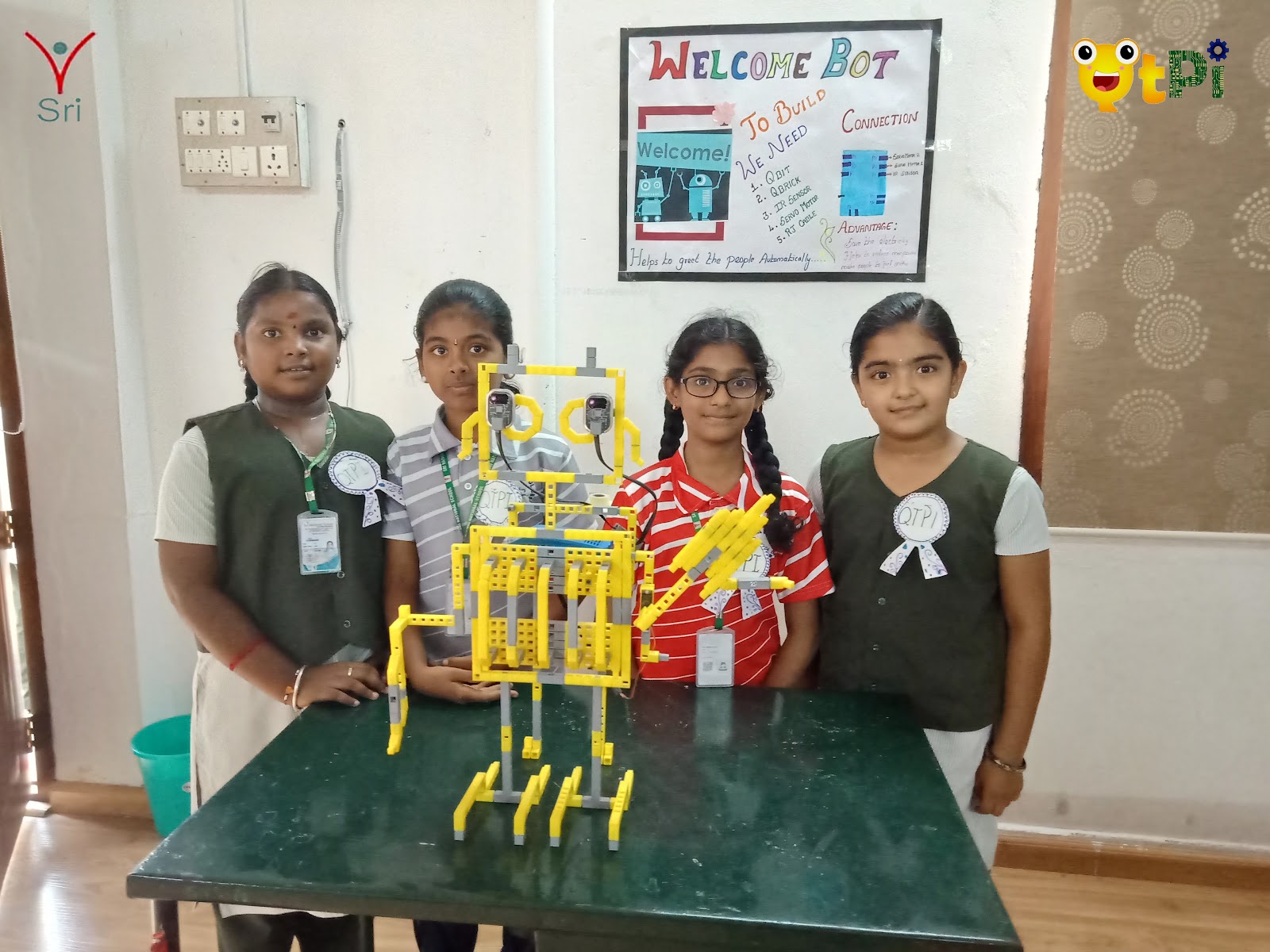 Students with their greeting bot